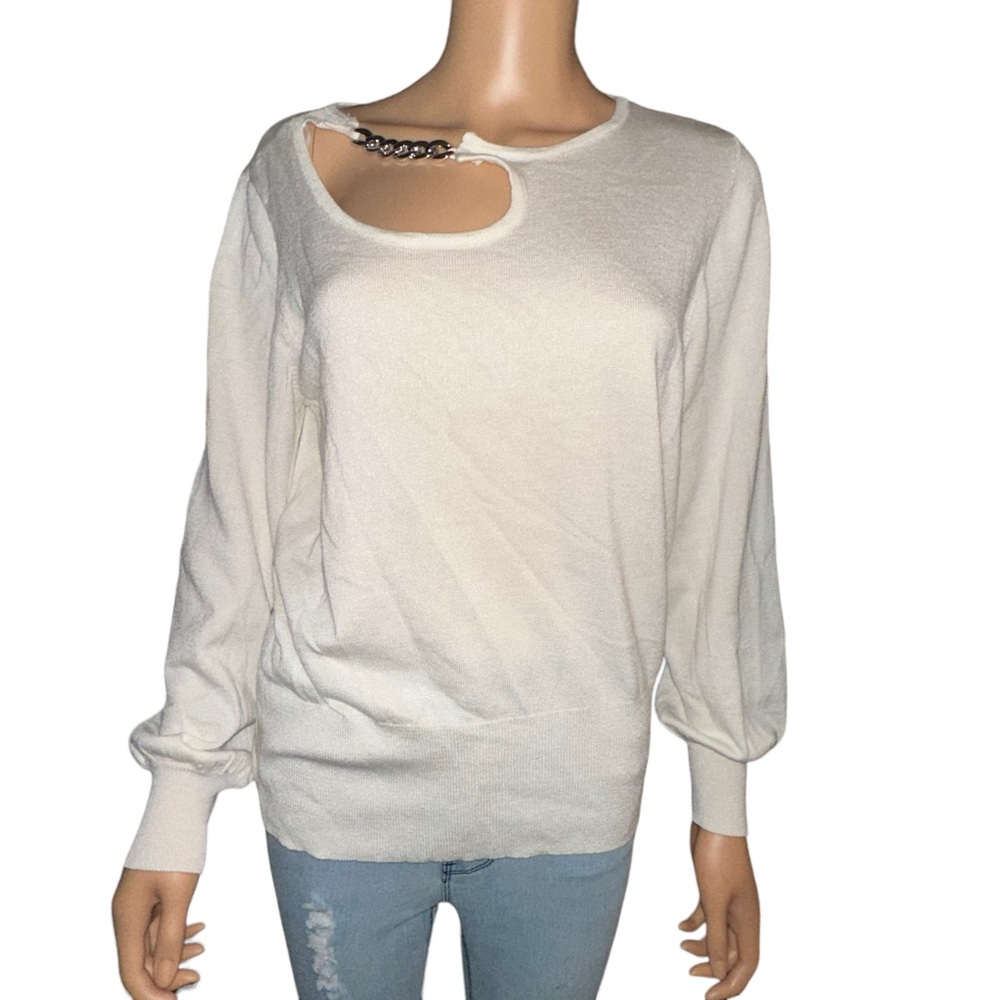 Madison + Hudson cut out collar with chain detail sweater